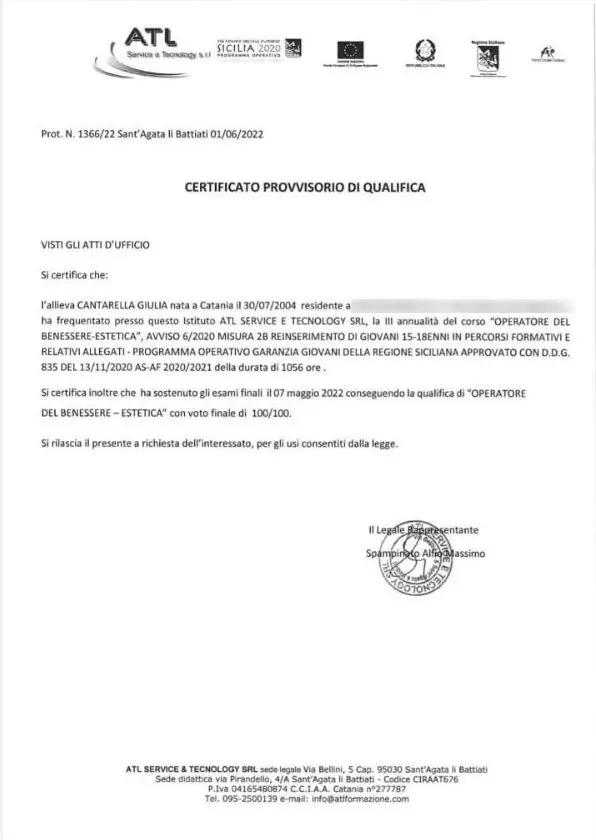 Certificato di qualifica