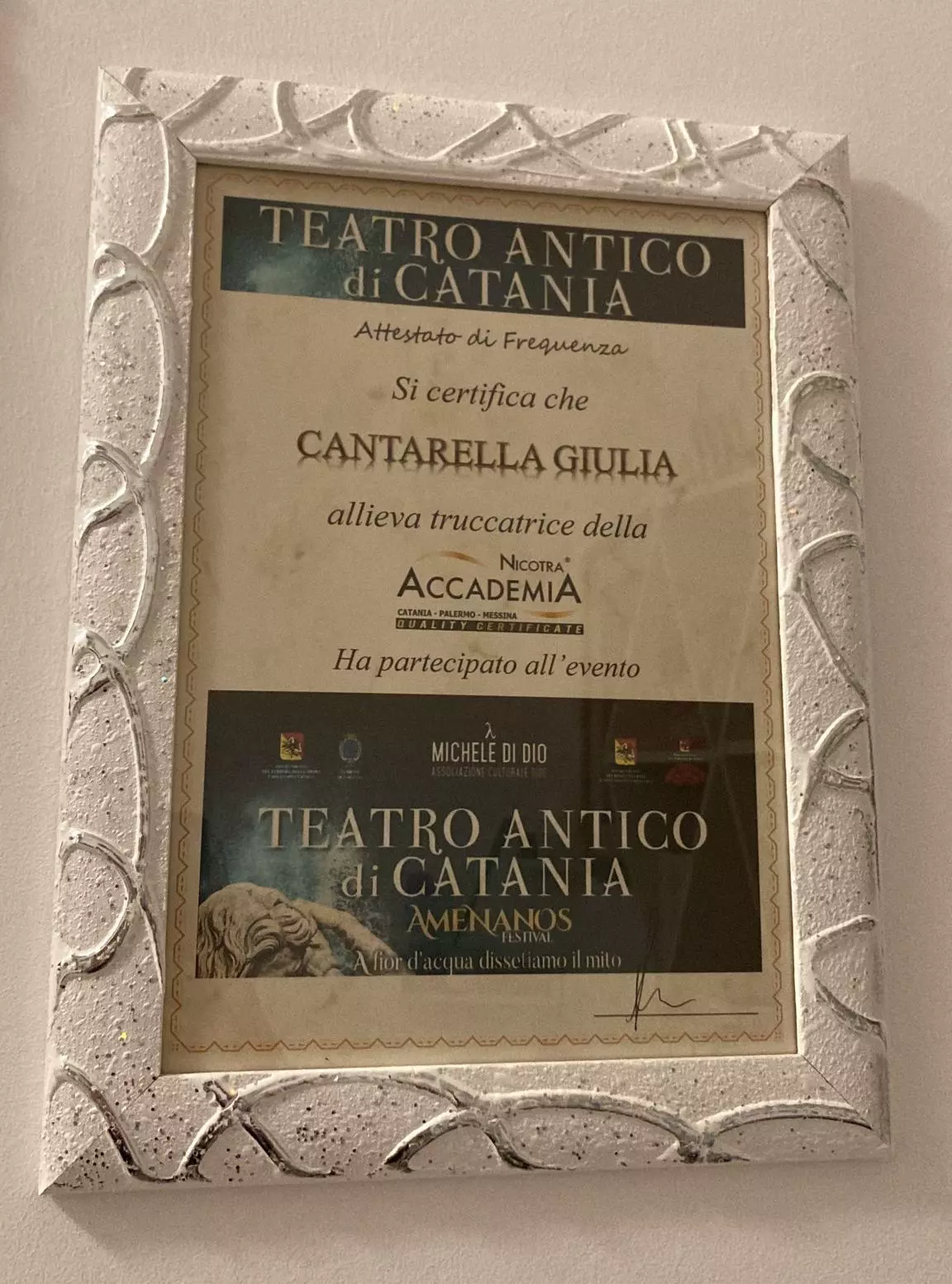 Certificato di Allieva Truccatrice
